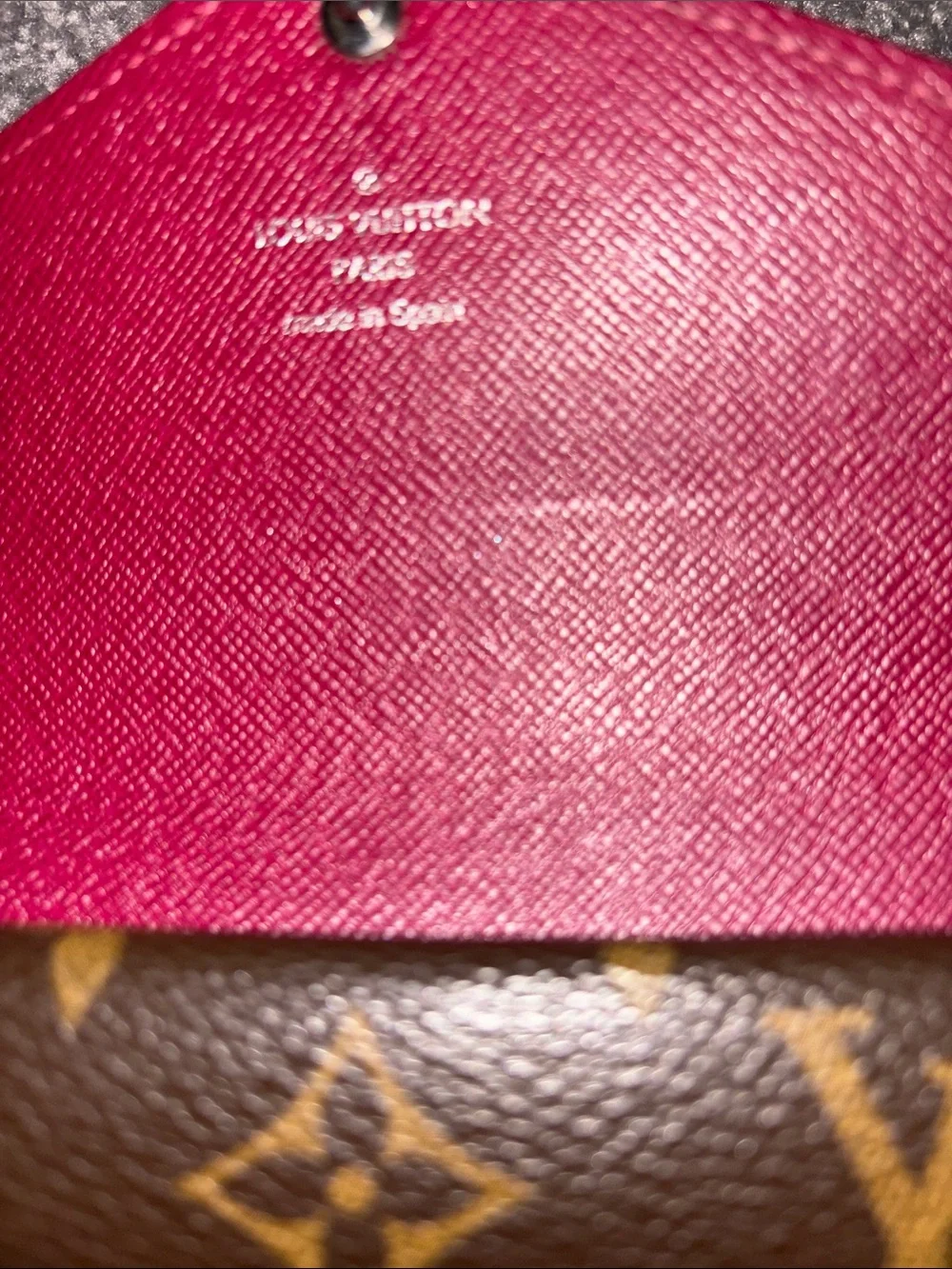 Louis Vuitton Monogram Wallet with Fuchsia Leather Flap - Picture 7 of 9